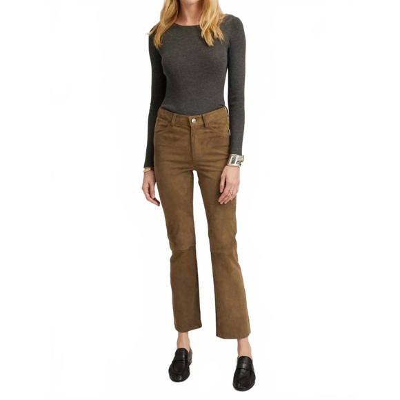 NEW SPRWMN 5 pocket ankle flare pants in olive - Picture 1 of 4